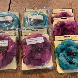 Recollections 15 pc Silk Flower LOT - Plum Purple Teal Lagoon BRAND NEW IN PKG